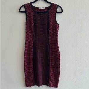Elegant Burgundy Checkered Dress